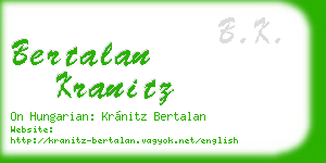 bertalan kranitz business card